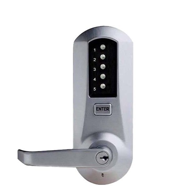 Kaba KABA: 5010XSWL-26D-41 Ex Trim with Lever Cyl Push Button Lock Xs 26D, Satin Chrome KABA-5010XSWL26D41